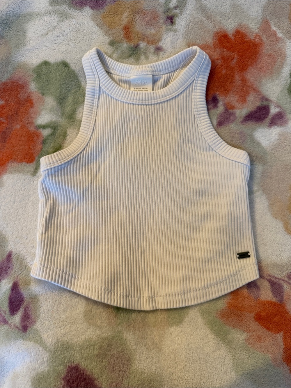Zara White Ribbed Tank Top for Kids